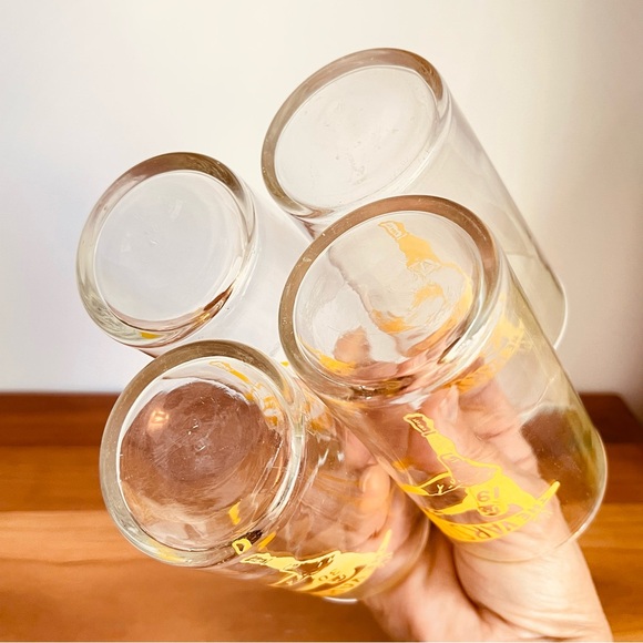 Set of 4 Vintage Drinking Glasses Yellow Varsity Football - Picture 5 of 11